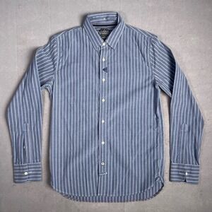 Superdry Striped Button Down Shirt Long Sleeve Casual Blue Mens Large